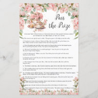 Pink Floral Tea Party Bridal Shower Pass the Prize