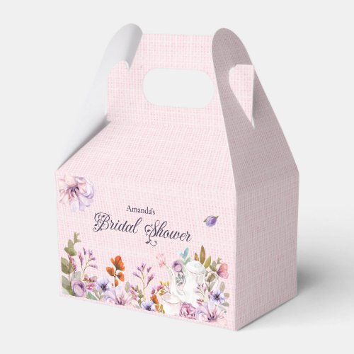 Pink Floral Tea Party Theme Bridal Shower Favor Boxes