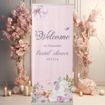 Pink Floral Tea Party Theme Bridal Shower Welcome