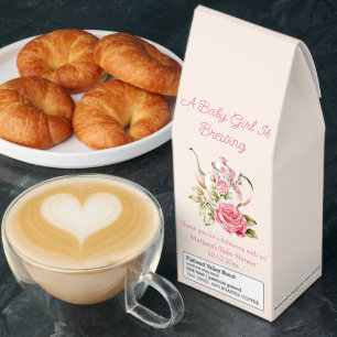Pink Floral Teapot Baby Girl Brewing Baby Shower Roasted Coffee