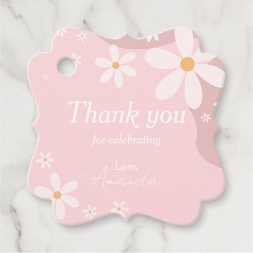 Pink Floral Thank You Boho Party Favor Tags