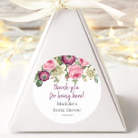 Pink Floral | Thank You Bridal Shower Stickers<br><div class="desc">Customizable bridal shower thank you favor stickers featuring a purple,  pink and magenta posy and white background.</div>