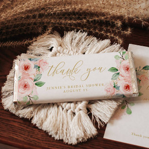 Pink Floral Thank You Candy Bar Favor Wrapper