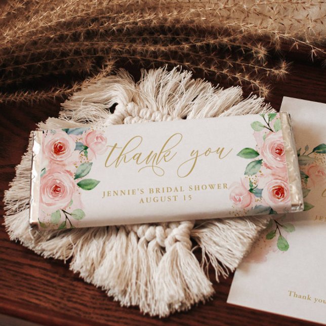 Pink Floral Thank You Candy Bar Favor Wrapper (Creator Uploaded)