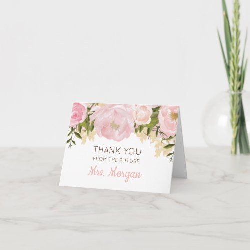 Pink Floral Thank You Card