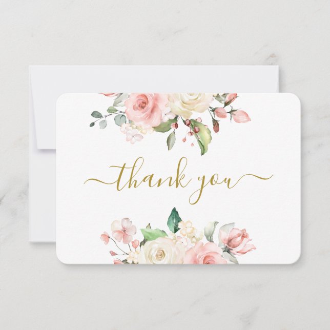 Pink Floral thank you card (Front)