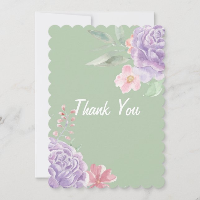 PINK FLORAL THANK YOU CARD (Front)