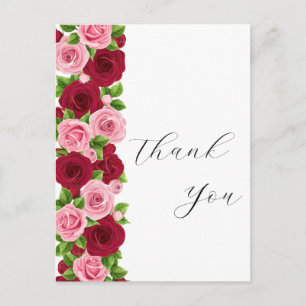 Pink floral thank you card