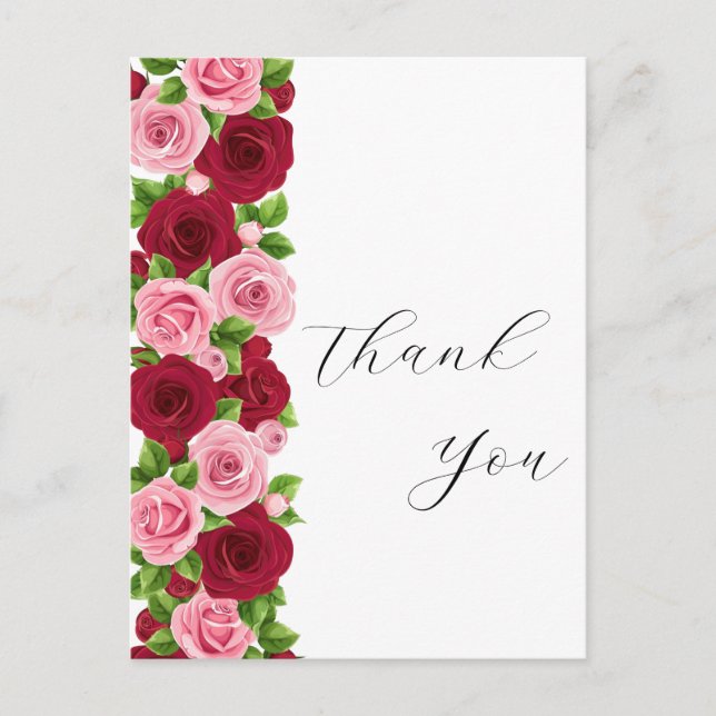 Pink floral thank you card (Front)