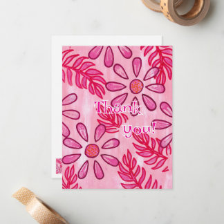 Pink Floral Thank you Cards, template
