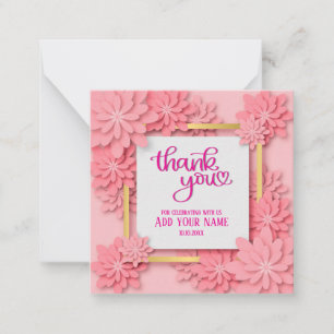 Pink Floral Thank You I Elegant For Every Occasion Note Card
