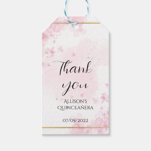 Pink Floral Thank you Party Favor Tags  Gift Tags