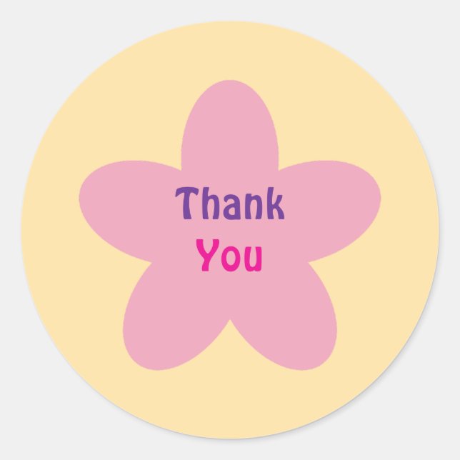 Pink Floral Thank you sticker (Front)