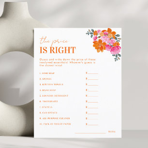 Pink Floral The Price is Right Bridal Shower Game