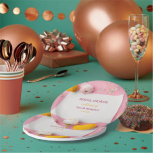 Pink Floral Theme Bridal Shower Paper Plates