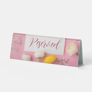 Pink Floral Theme Bridal Shower Table Tent