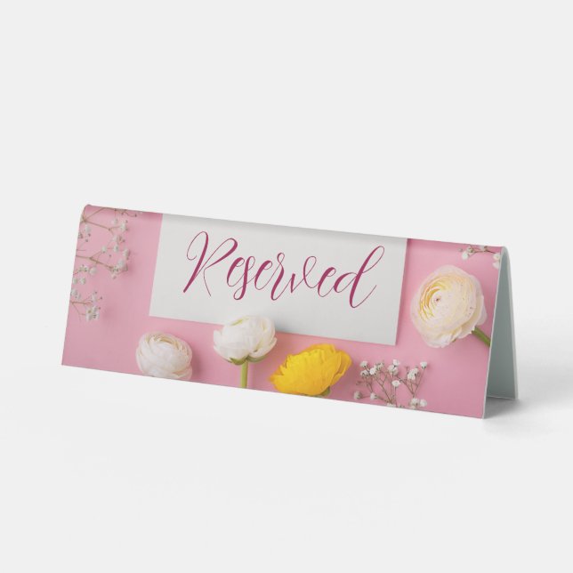 Pink Floral Theme Bridal Shower Table Tent (Front)