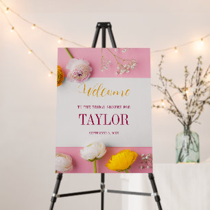 Pink Floral Theme Bridal Shower Welcome Foam Board