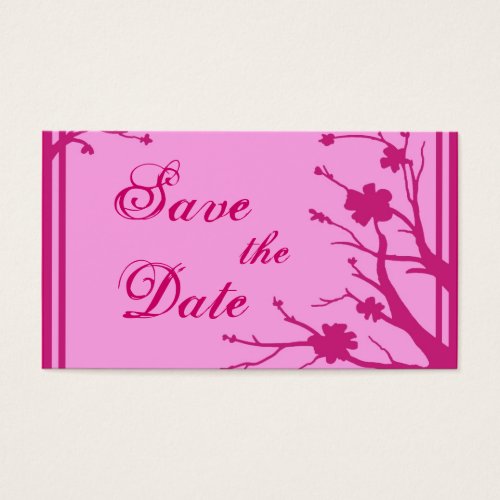 Pink floral theme Save the Date business cards