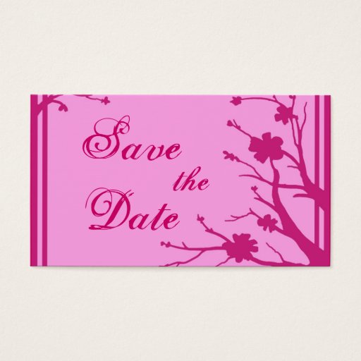 Customizable Pink floral theme Save the Date business cards