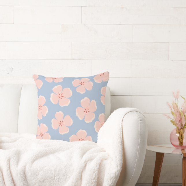 Pink Floral Throw Pillow (Couch)