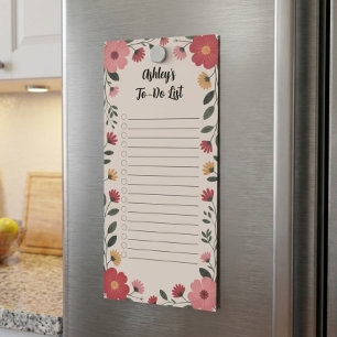 Pink Floral To Do List Magnetic Notepad