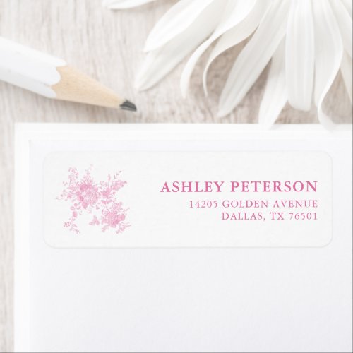 Pink Floral Toile chinoiserie Return Address Label