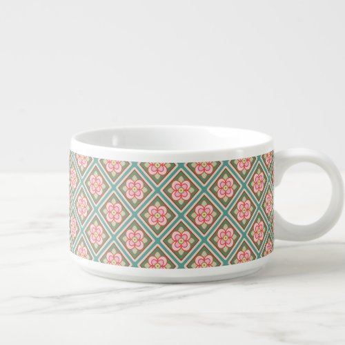 Pink Floral Trellis Vintage Flower Pattern Bowl