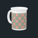 Pink Floral Trellis Vintage Flower Pattern Drink Pitcher<br><div class="desc">This pretty floral trellis pattern is made in shades of pink, green and teal and is inspired by vintage Victorian stained glass designs. The interlocking lattice forms diamond shapes with cute pink flowers in the middle of each. This seamless pattern is perfect for anyone looking for a sweet, antique garden...</div>