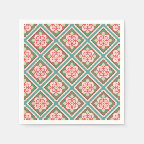 Pink Floral Trellis Vintage Flower Pattern Paper Napkins