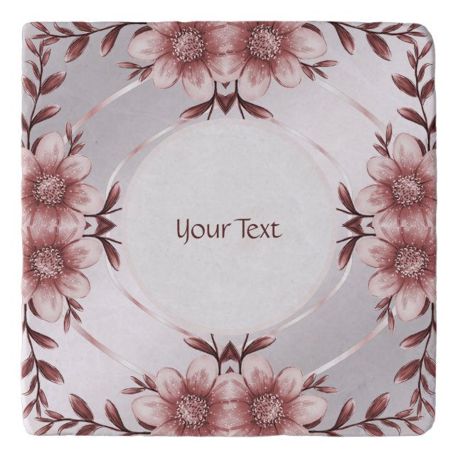 Pink Floral Trivet (Front)