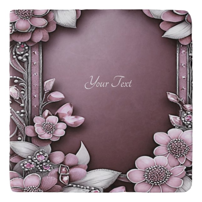 Pink Floral Trivet (Front)