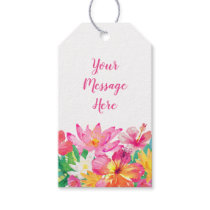 Pink Floral Tropical Baby Shower Gift Tags