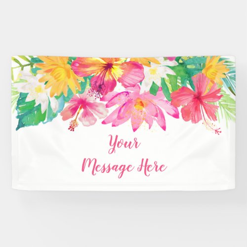 Pink Floral Tropical Bridal Shower Banner