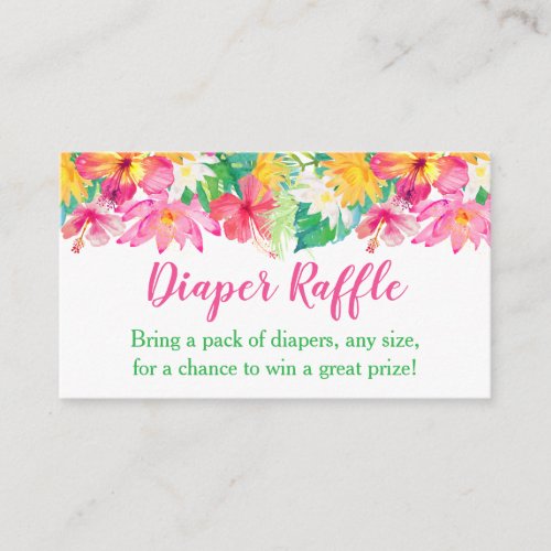 Pink Floral Tropical Diaper Raffle Tickets Enclosure Card