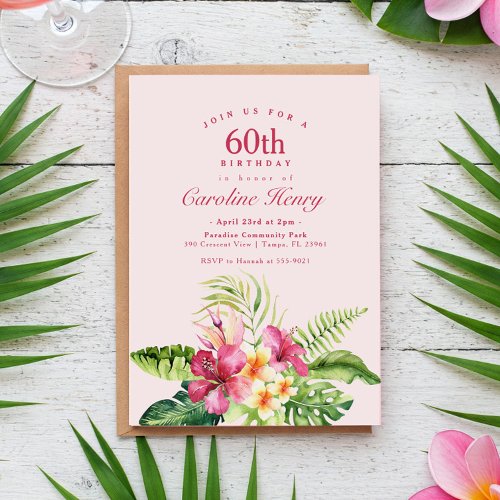 Pink Floral Tropical Hibiscus Birthday Party