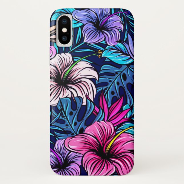 Pink Floral Tropical Hibiscus Flower Case-Mate iPhone Case (Back)