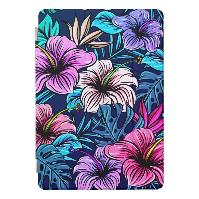 Pink Floral Tropical Hibiscus Flower iPad Pro Cover (Front)