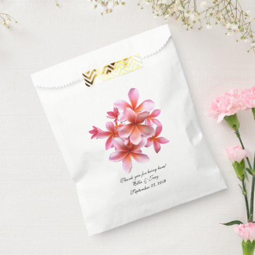 Pink Floral Tropical Plumeria Wedding Gift Bags