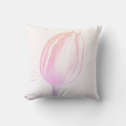 Pink Floral Tulips Christmas Holiday Decor Gift Outdoor Pillow