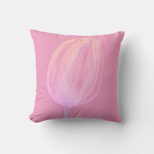 Pink Floral Tulips Spring Flower Cute Girly Modern Throw Pillow