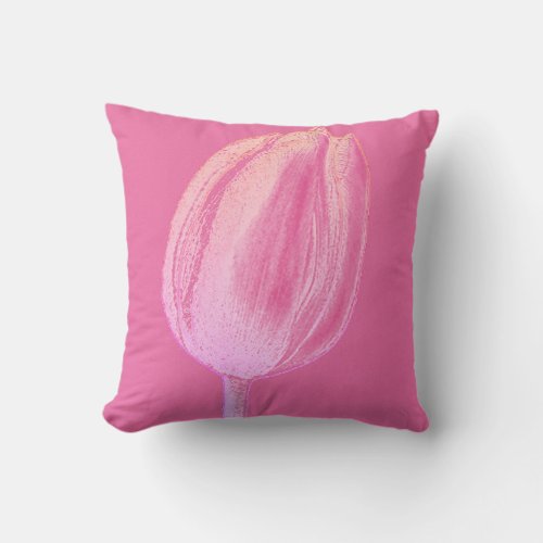 Pink Floral Tulips Spring Flowers Cute Gift Favor Throw Pillow