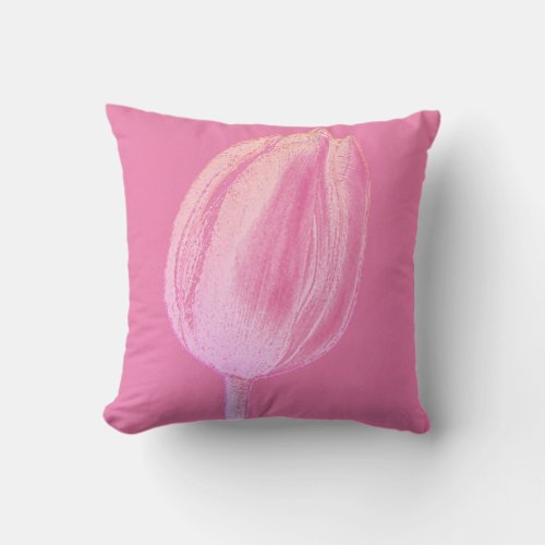 Pink Floral Tulips Spring Flowers Cute Gift Trendy Outdoor Pillow