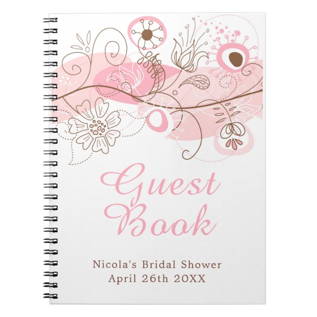 Pink Floral Twist Bridal Shower Notebook (Front)
