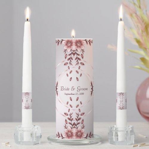 Pink Floral Unity Candle Set