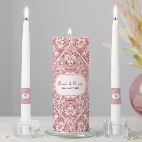 Pink Floral Unity Candle Set