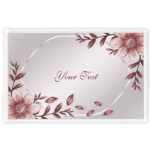 Pink Floral Vanity Tray