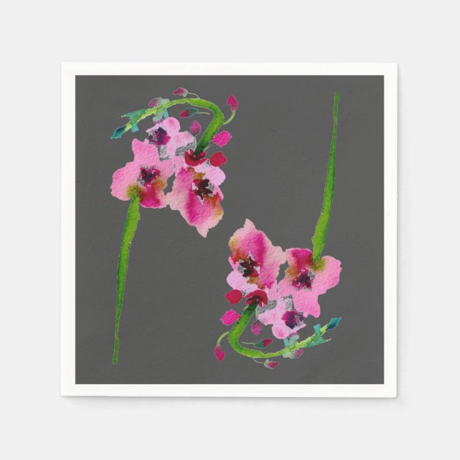 Pink floral verbascum pretty flower homeware napkins (Front)