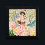 Pink Floral Victorian Woman Regency Gift Box<br><div class="desc">A rich elegant Victorian era theme featuring a gorgeous painting by J. Barrick (1908) and decoupage collage flowers, butterfly, William Morris background and swirls.</div>