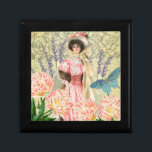Pink Floral Victorian Woman Regency Gift Box<br><div class="desc">A rich elegant Victorian era theme featuring a gorgeous painting by J. Barrick (1908) and decoupage collage flowers,  butterfly,  William Morris background and swirls.</div>